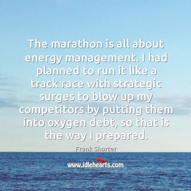 The marathon is all about energy management. I had planned to run it like a track race Image