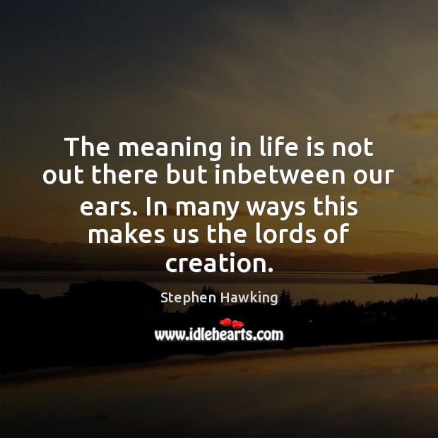 The meaning in life is not out there but inbetween our ears. Image