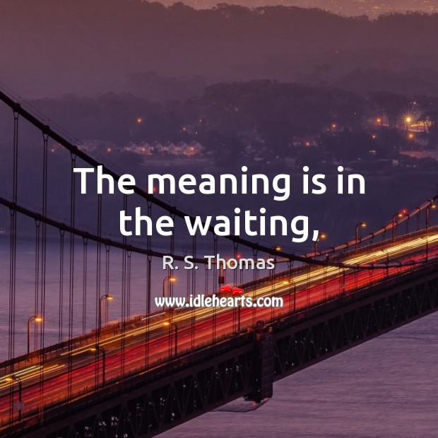 The meaning is in the waiting, Image