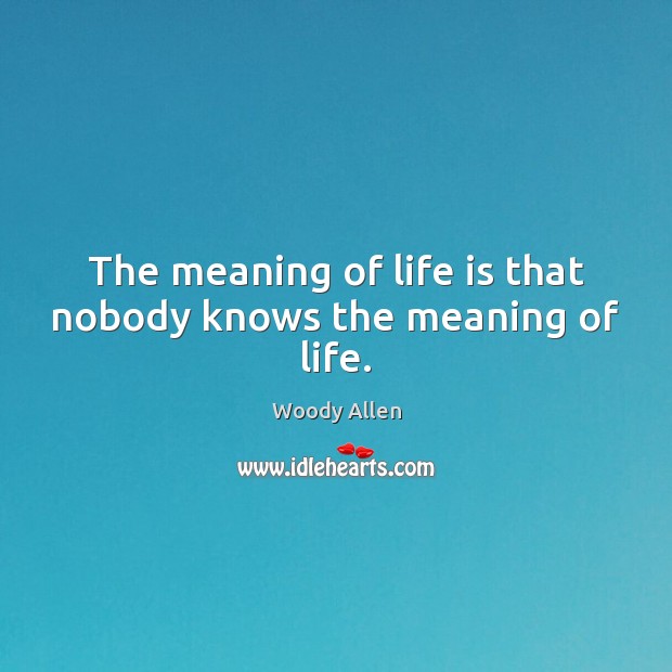 The meaning of life is that nobody knows the meaning of life. Woody Allen Picture Quote