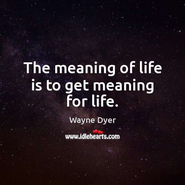 The meaning of life is to get meaning for life. 