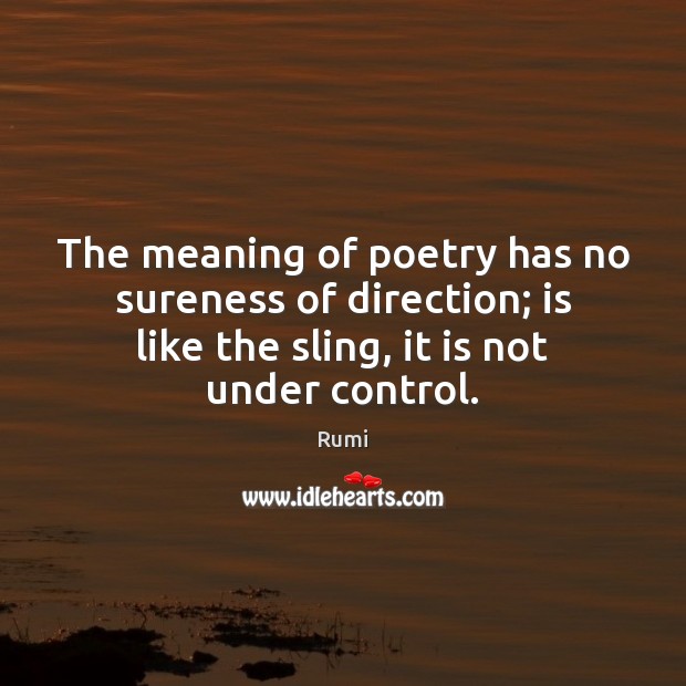 The meaning of poetry has no sureness of direction; is like the 