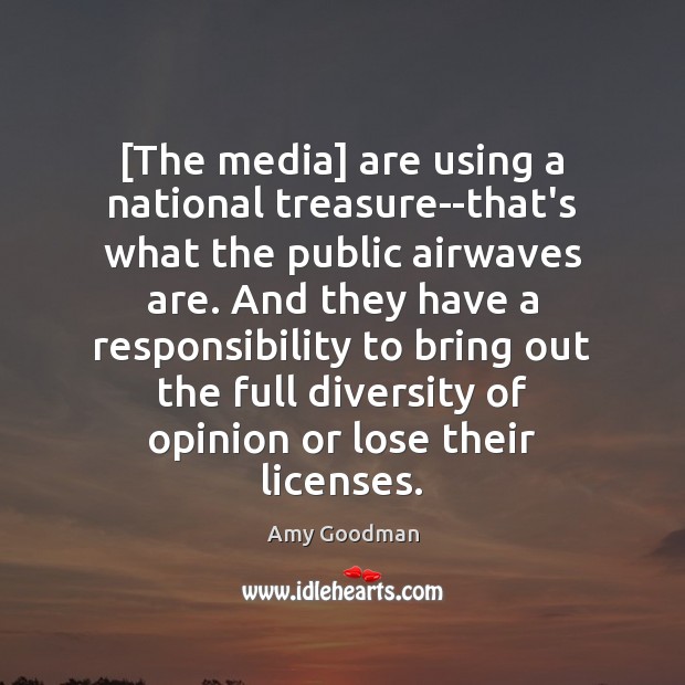 [The media] are using a national treasure–that’s what the public airwaves are. Amy Goodman Picture Quote