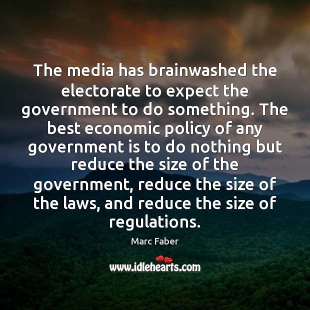 The media has brainwashed the electorate to expect the government to do Marc Faber Picture Quote