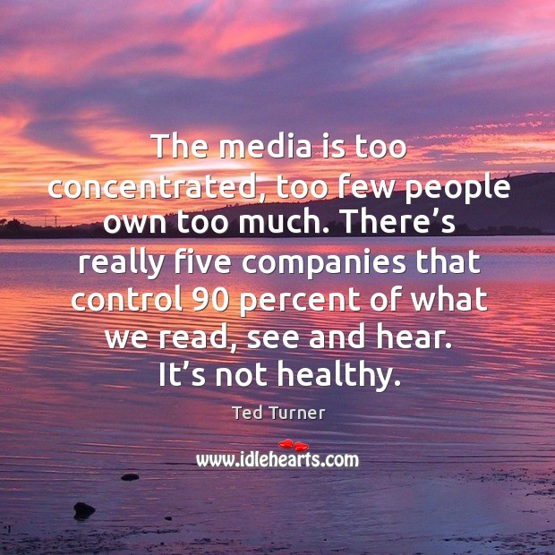 The media is too concentrated, too few people own too much. Ted Turner Picture Quote