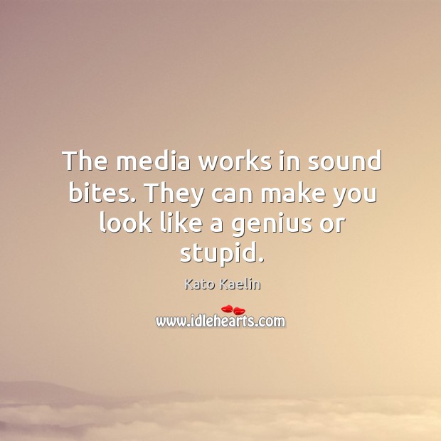 The media works in sound bites. They can make you look like a genius or stupid. Kato Kaelin Picture Quote