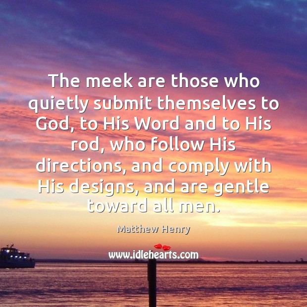 The meek are those who quietly submit themselves to God, to His Image