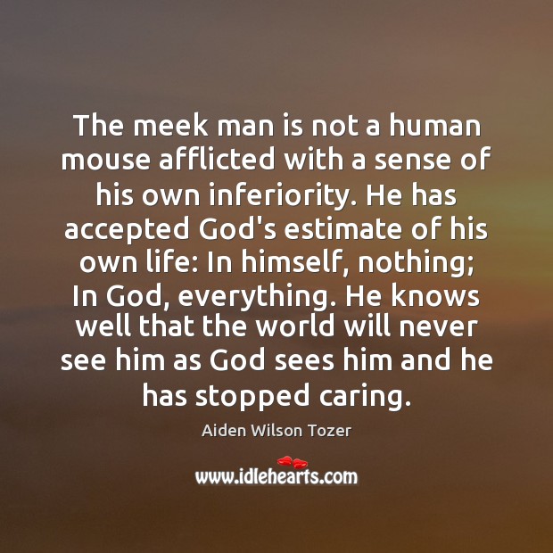 The meek man is not a human mouse afflicted with a sense Aiden Wilson Tozer Picture Quote
