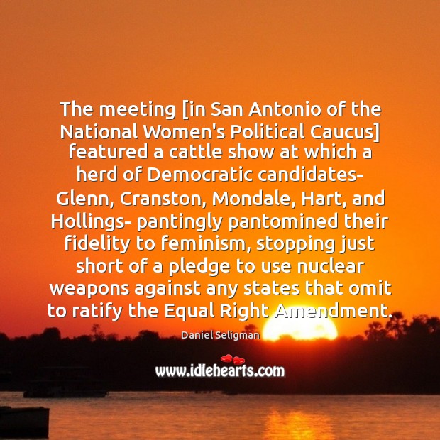 The meeting [in San Antonio of the National Women’s Political Caucus] featured Daniel Seligman Picture Quote