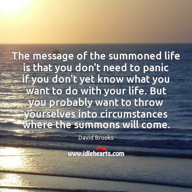 The message of the summoned life is that you don’t need to David Brooks Picture Quote