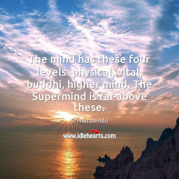 The mind has these four levels: physical, vital, buddhi, higher mind. The Sri Aurobindo Picture Quote