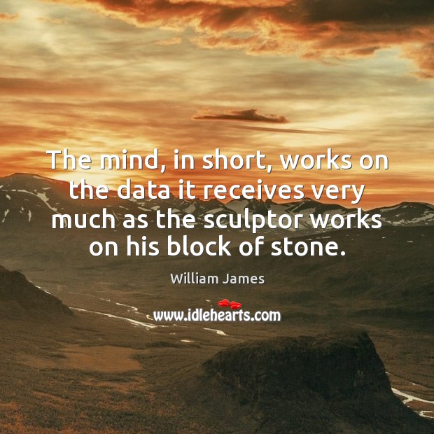 The mind, in short, works on the data it receives very much William James Picture Quote