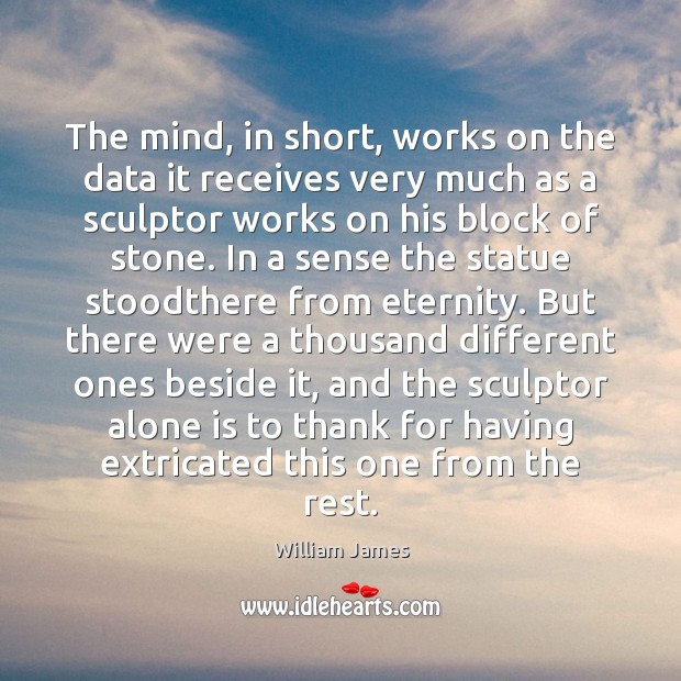 The mind, in short, works on the data it receives very much William James Picture Quote