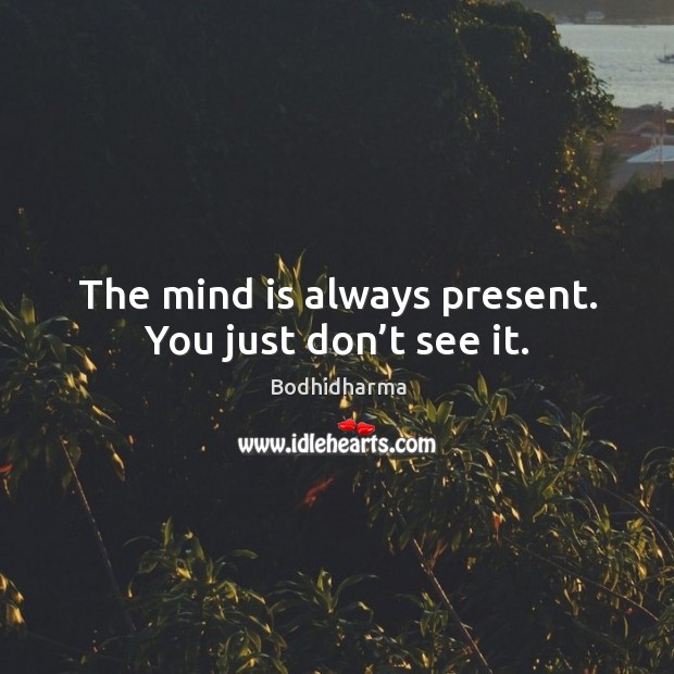 The mind is always present. You just don’t see it. Bodhidharma Picture Quote