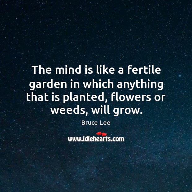 The mind is like a fertile garden in which anything that is Bruce Lee Picture Quote