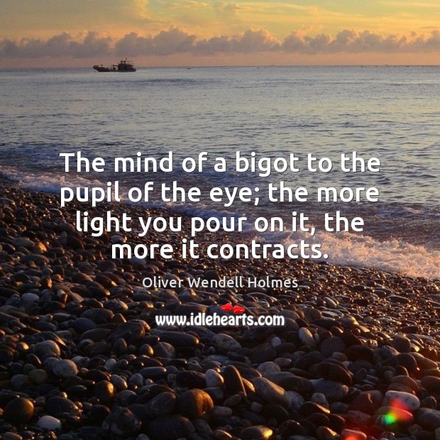 The mind of a bigot to the pupil of the eye; the Oliver Wendell Holmes Picture Quote