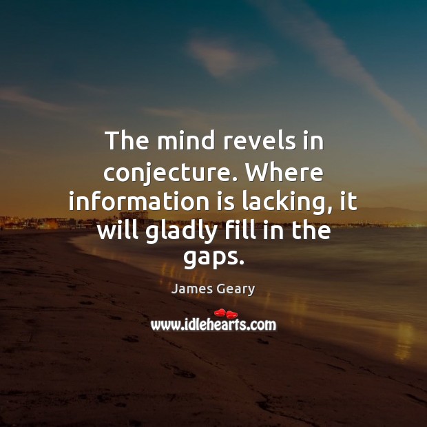 The mind revels in conjecture. Where information is lacking, it will gladly James Geary Picture Quote