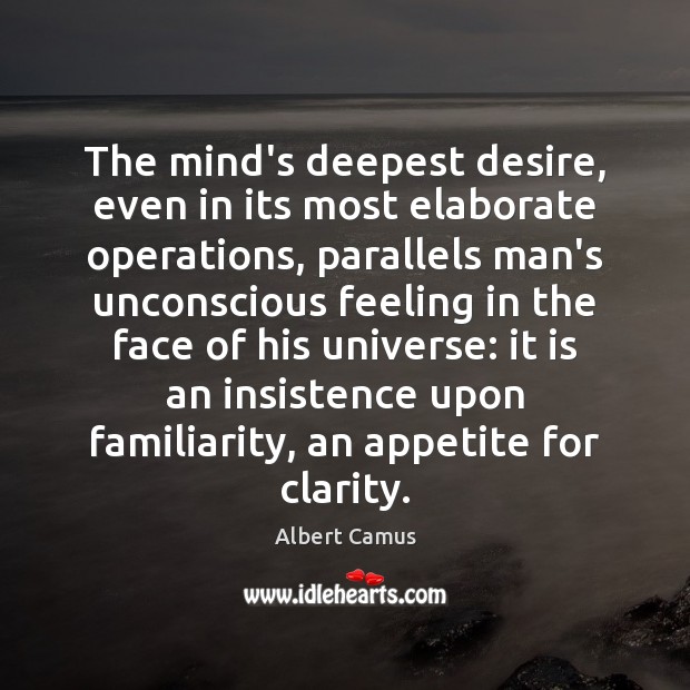 The mind’s deepest desire, even in its most elaborate operations, parallels man’s Image