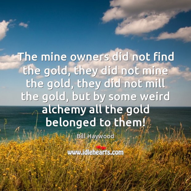 The mine owners did not find the gold, they did not mine Bill Haywood Picture Quote