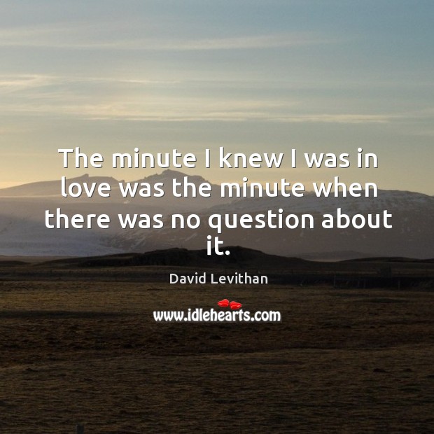 The minute I knew I was in love was the minute when there was no question about it. David Levithan Picture Quote