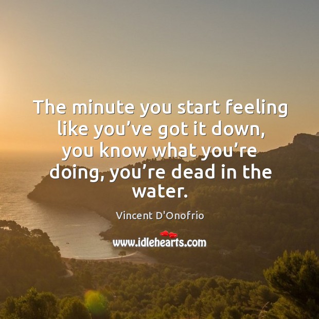 The minute you start feeling like you’ve got it down, you know what you’re doing, you’re dead in the water. Vincent D’Onofrio Picture Quote