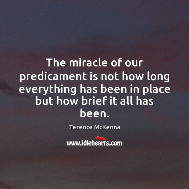 The miracle of our predicament is not how long everything has been Image