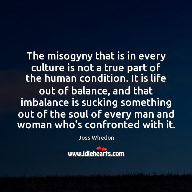 The misogyny that is in every culture is not a true part Joss Whedon Picture Quote