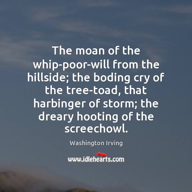 The moan of the whip-poor-will from the hillside; the boding cry of Washington Irving Picture Quote