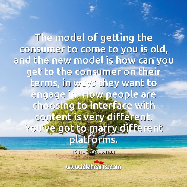 The model of getting the consumer to come to you is old, Mindy Grossman Picture Quote