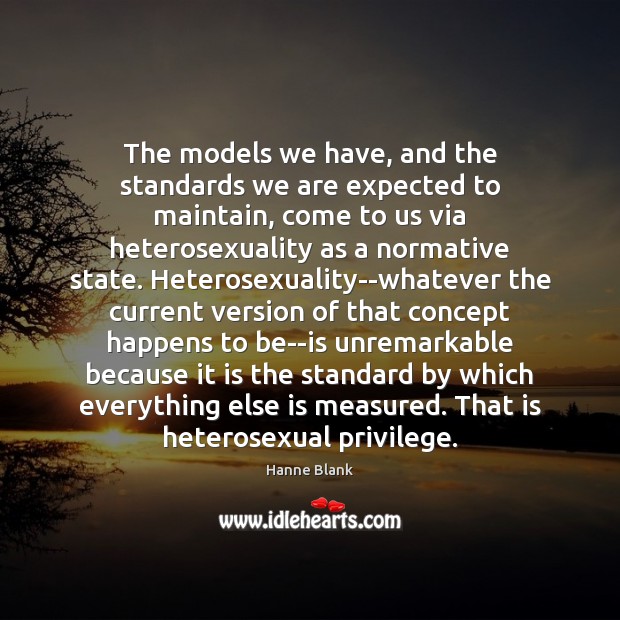 The models we have, and the standards we are expected to maintain, Hanne Blank Picture Quote