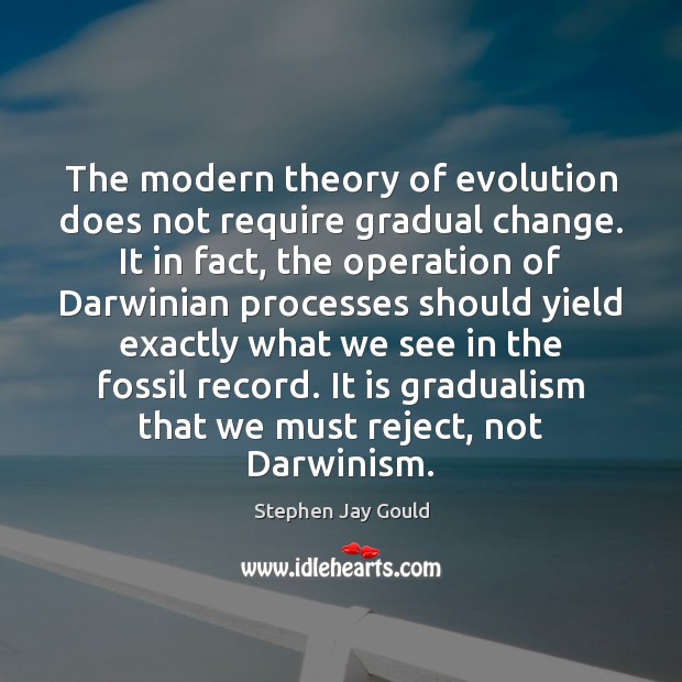 The modern theory of evolution does not require gradual change. It in Image