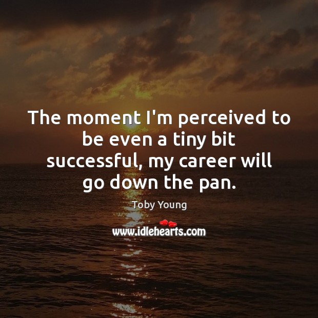 The moment I’m perceived to be even a tiny bit successful, my career will go down the pan. Toby Young Picture Quote