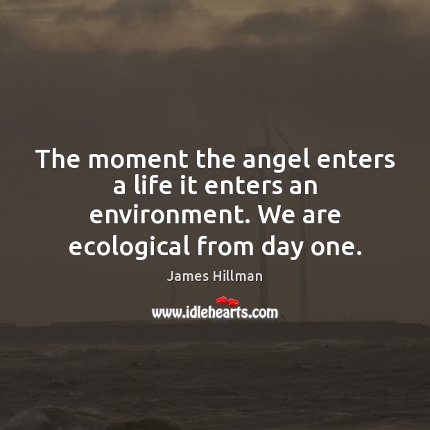The moment the angel enters a life it enters an environment. We James Hillman Picture Quote