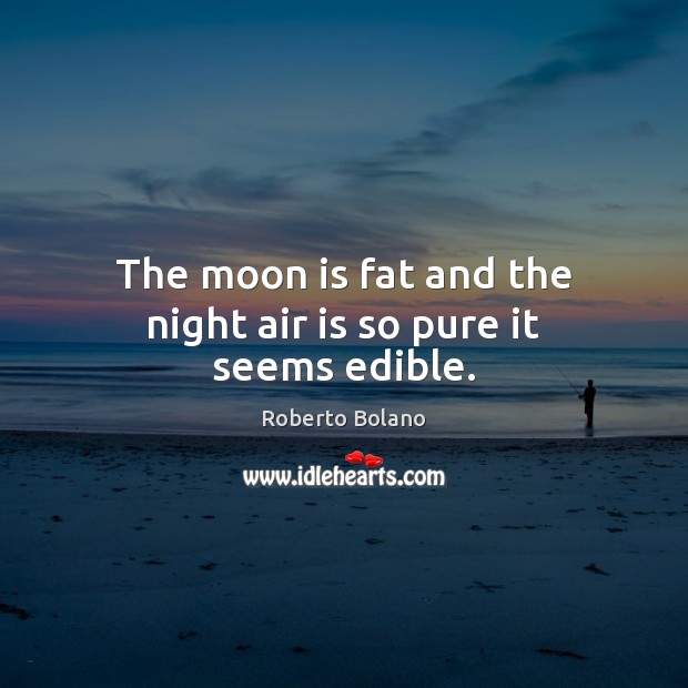 The moon is fat and the night air is so pure it seems edible. Roberto Bolano Picture Quote