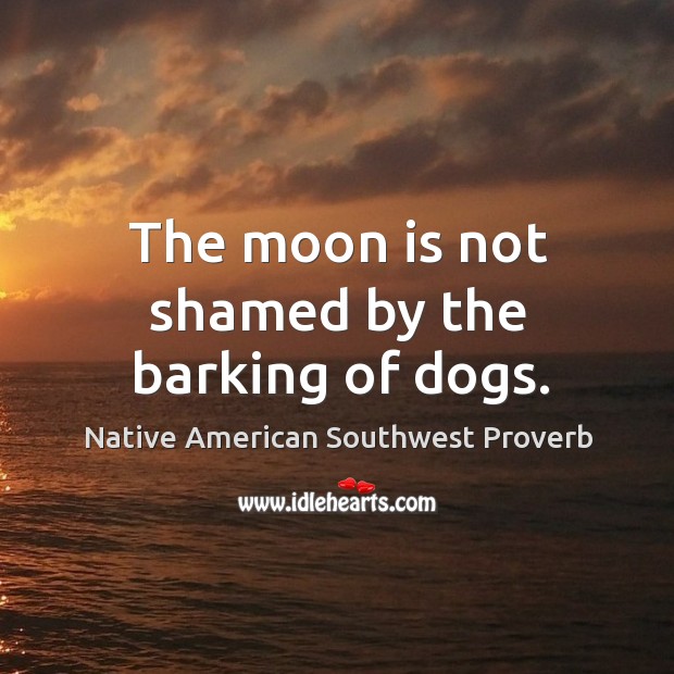 The moon is not shamed by the barking of dogs. Native American Southwest Proverbs Image