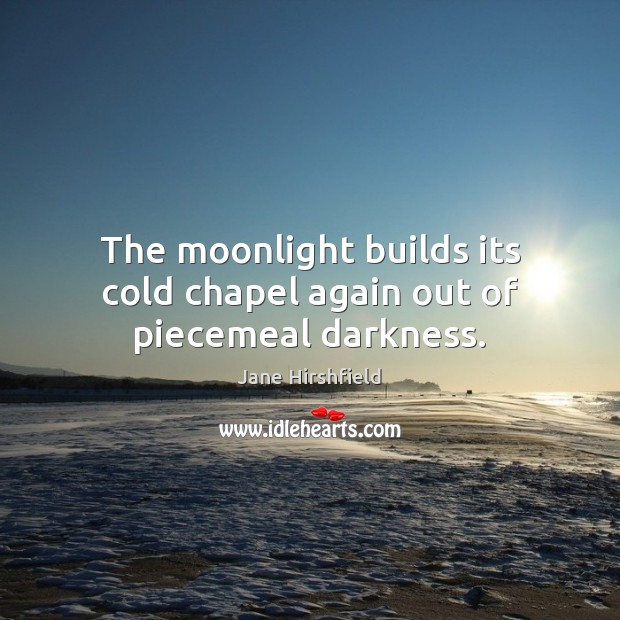 The moonlight builds its cold chapel again out of piecemeal darkness. Image