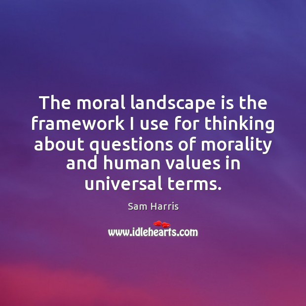 The moral landscape is the framework I use for thinking about questions Sam Harris Picture Quote