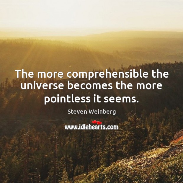 The more comprehensible the universe becomes the more pointless it seems. Steven Weinberg Picture Quote