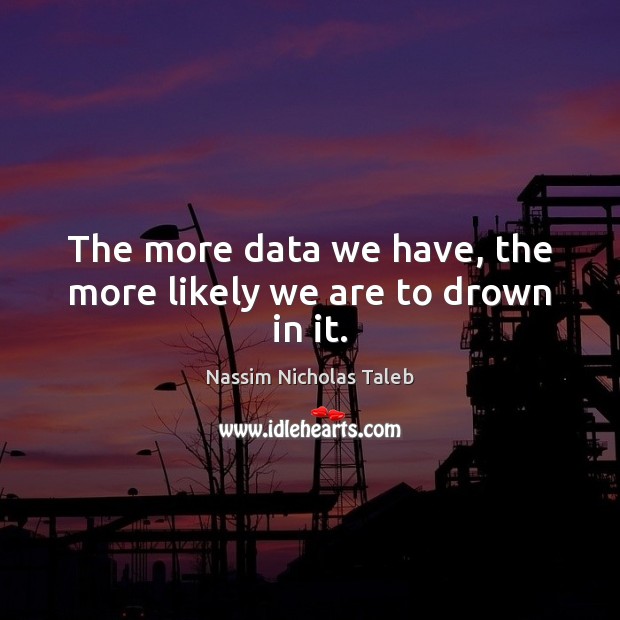 The more data we have, the more likely we are to drown in it. Nassim Nicholas Taleb Picture Quote