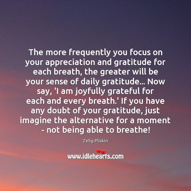 The more frequently you focus on your appreciation and gratitude for each Zelig Pliskin Picture Quote