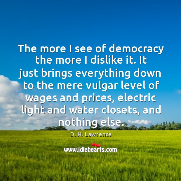 The more I see of democracy the more I dislike it. Image
