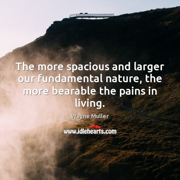 The more spacious and larger our fundamental nature, the more bearable the Wayne Muller Picture Quote
