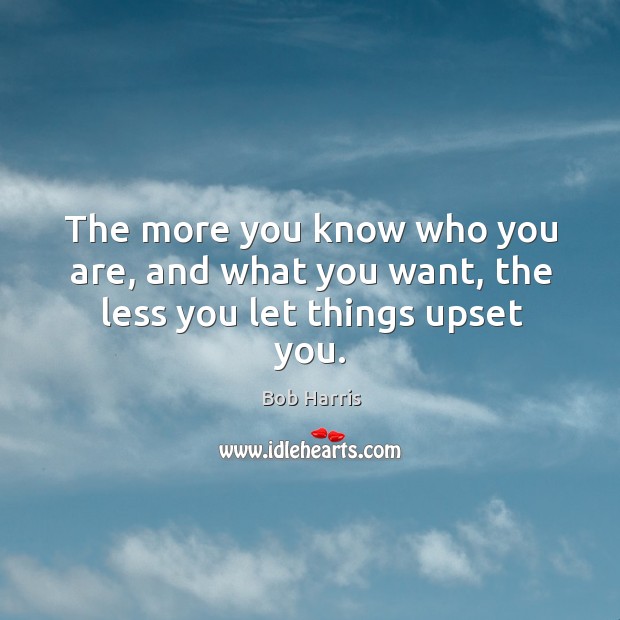 The more you know who you are, and what you want, the less you let things upset you. Image
