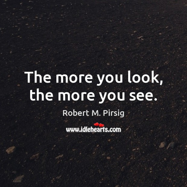 The more you look, the more you see. Robert M. Pirsig Picture Quote