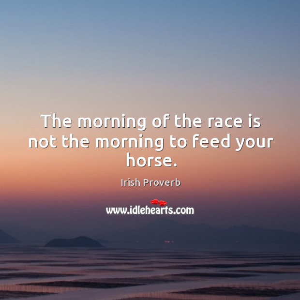 The morning of the race is not the morning to feed your horse. Irish Proverbs Image
