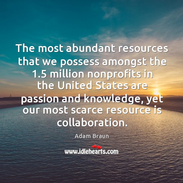 The most abundant resources that we possess amongst the 1.5 million nonprofits in Adam Braun Picture Quote
