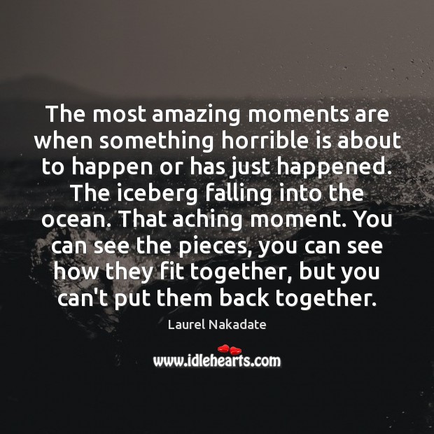The most amazing moments are when something horrible is about to happen Laurel Nakadate Picture Quote