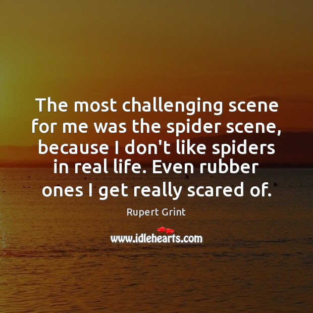 The most challenging scene for me was the spider scene, because I Rupert Grint Picture Quote