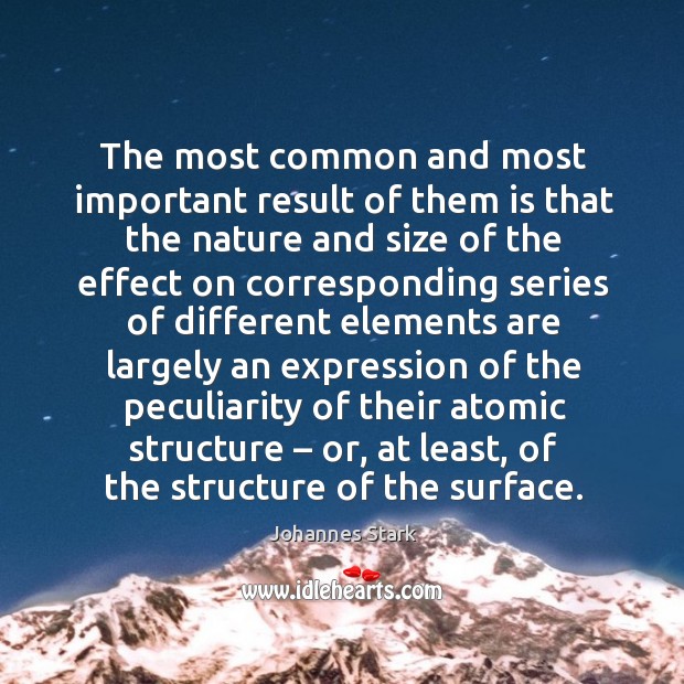 The most common and most important result of them is that the nature and size of the effect Johannes Stark Picture Quote