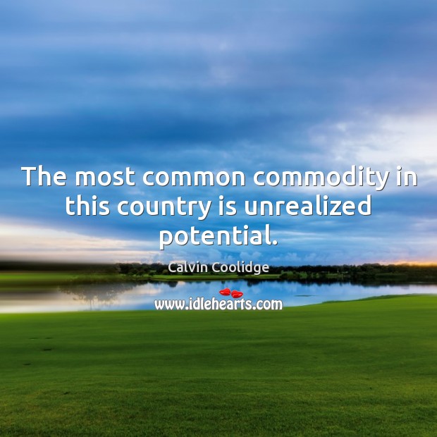 The most common commodity in this country is unrealized potential. Calvin Coolidge Picture Quote